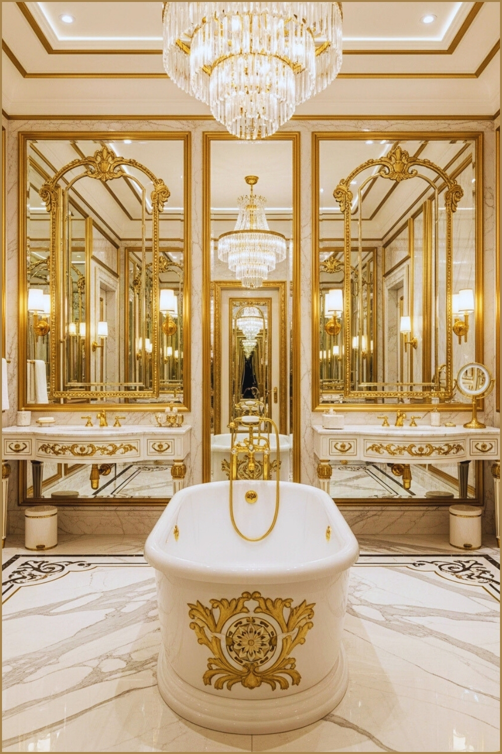 Opulent Art Deco Luxury Bathroom With Gold Accents