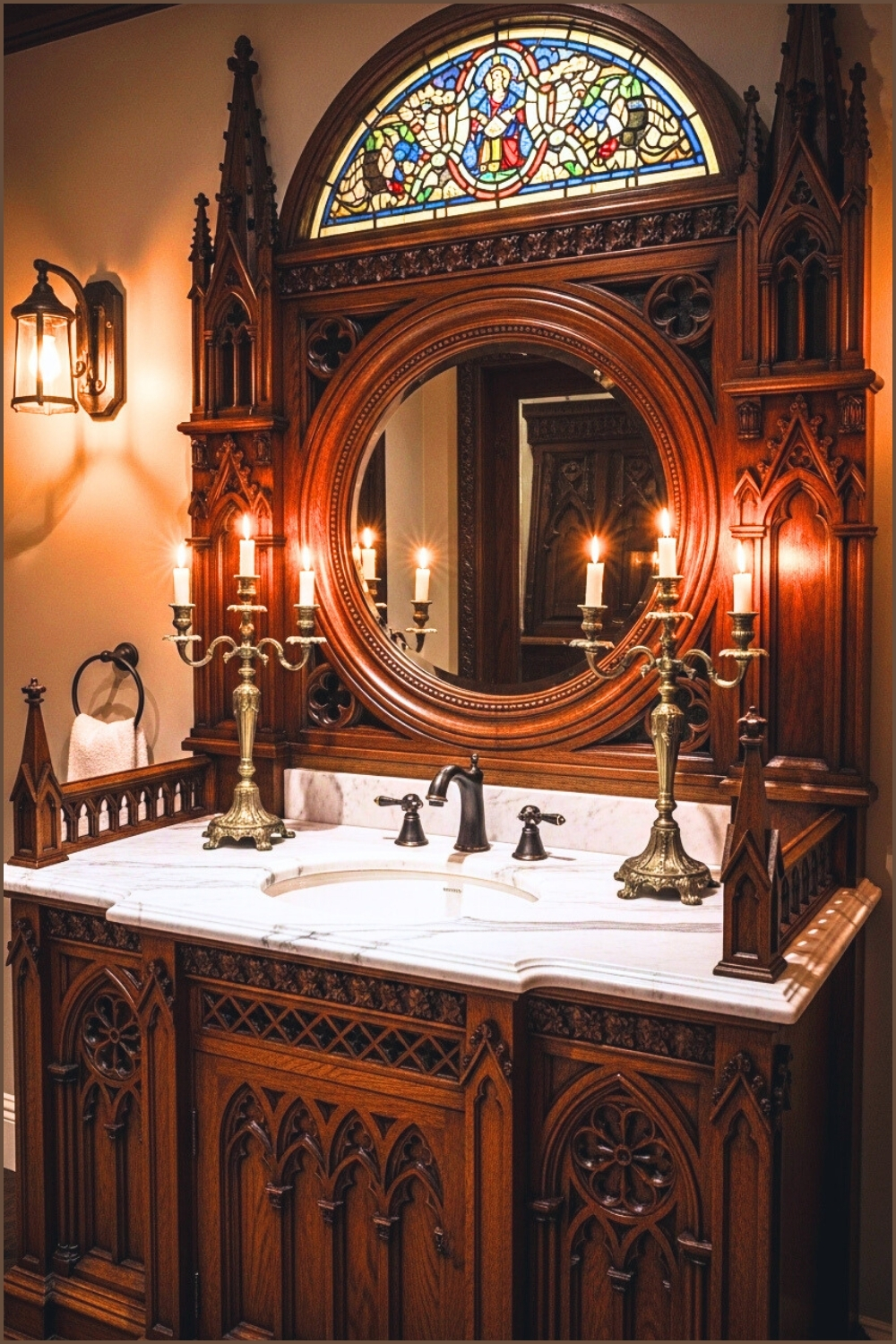 Ornate Gothic Bathroom Vanity Made Of Richly Carved