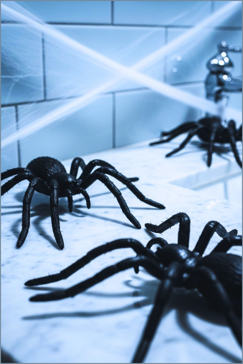 Realistic Halloween Bathroom Detail With Oversized Black