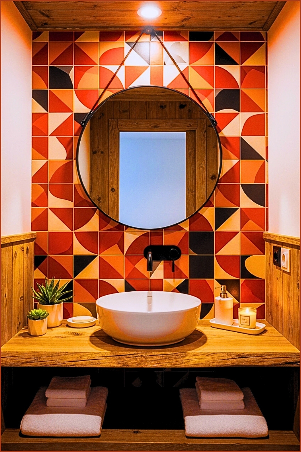 Retro Modern Bathroom Nook With Bold Geometric