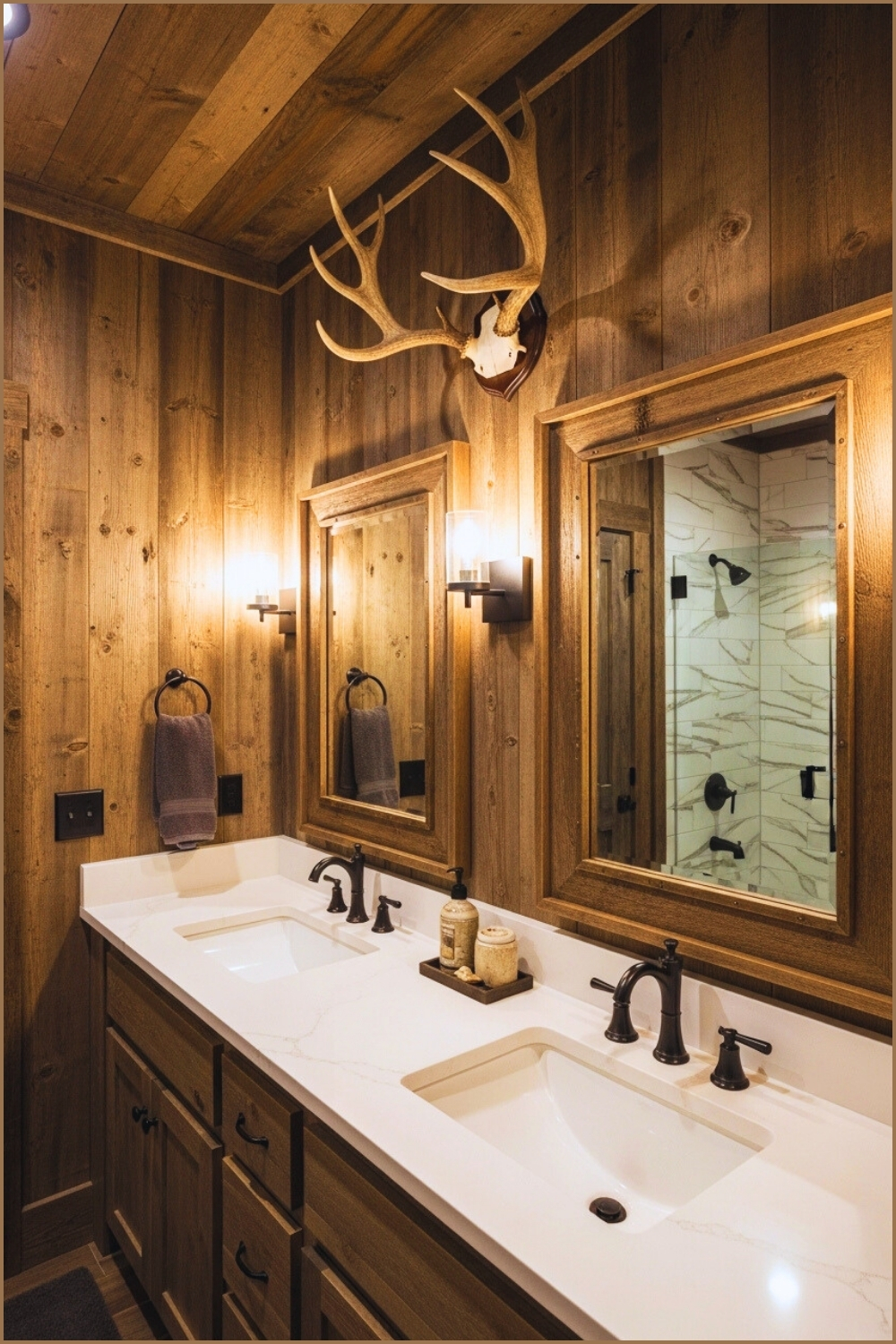 Rugged Rustic Bathroom, Reclaimed Barn Wood Walls