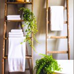 Rustic Bathroom Decor With Repurposed Wooden Ladder Shelves