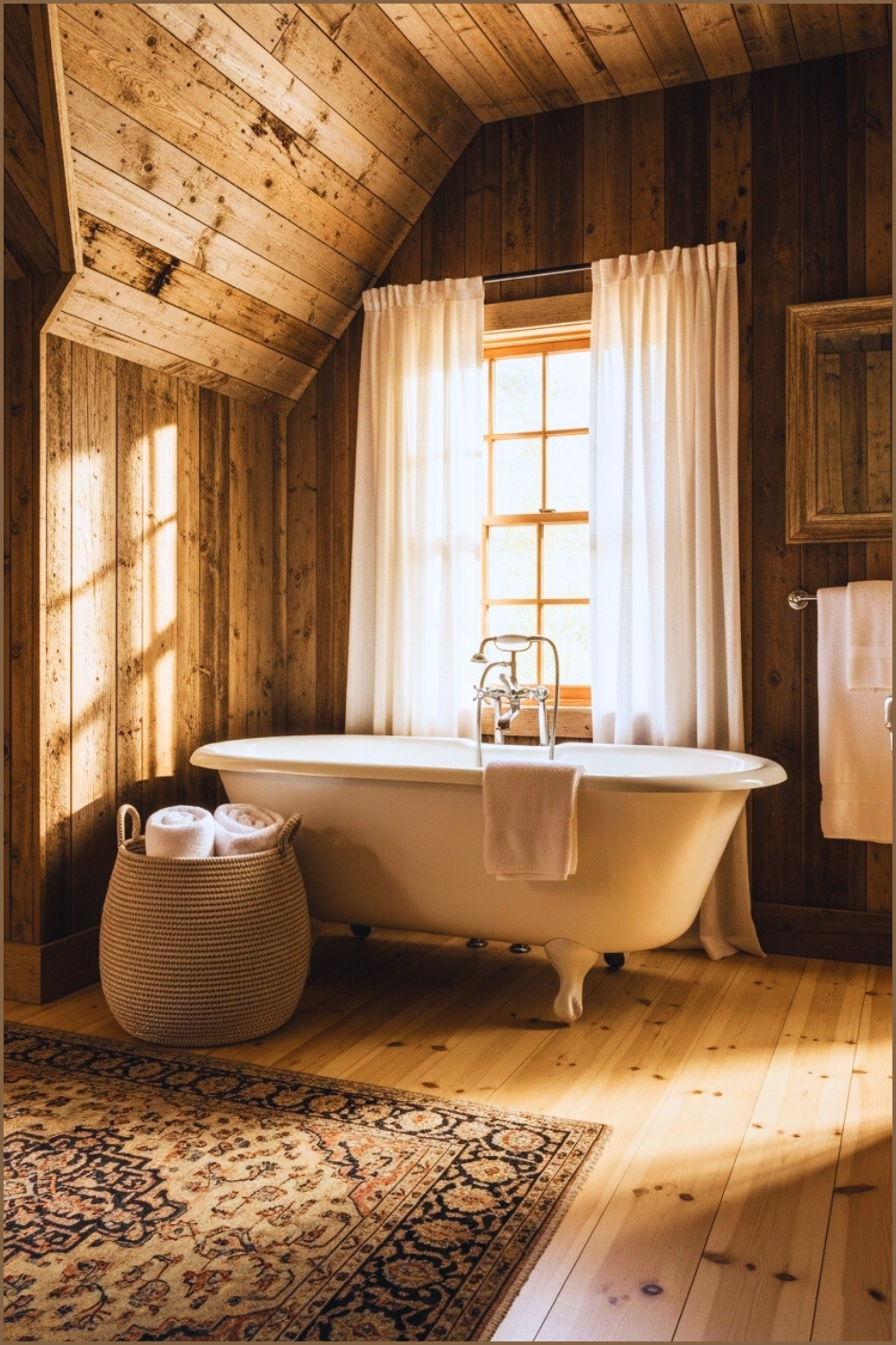 Rustic Cottage Bathroom With Reclaimed Wood Walls And Ceiling