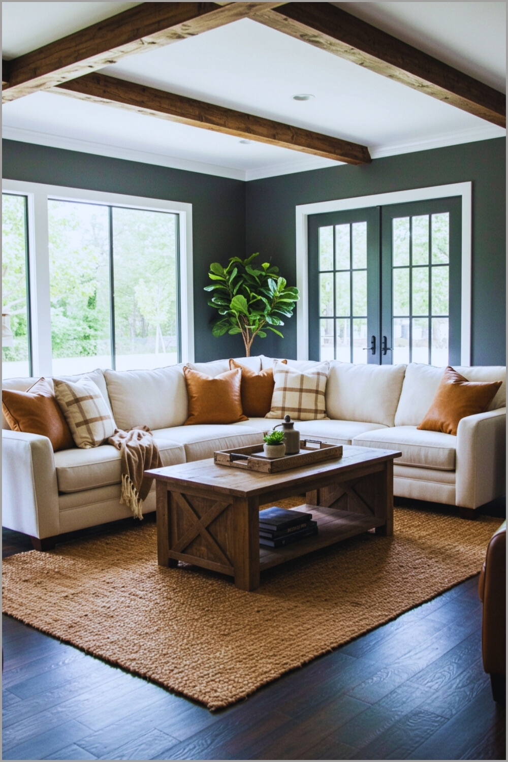 Rustic Farmhouse Living Room Sectional Sofa