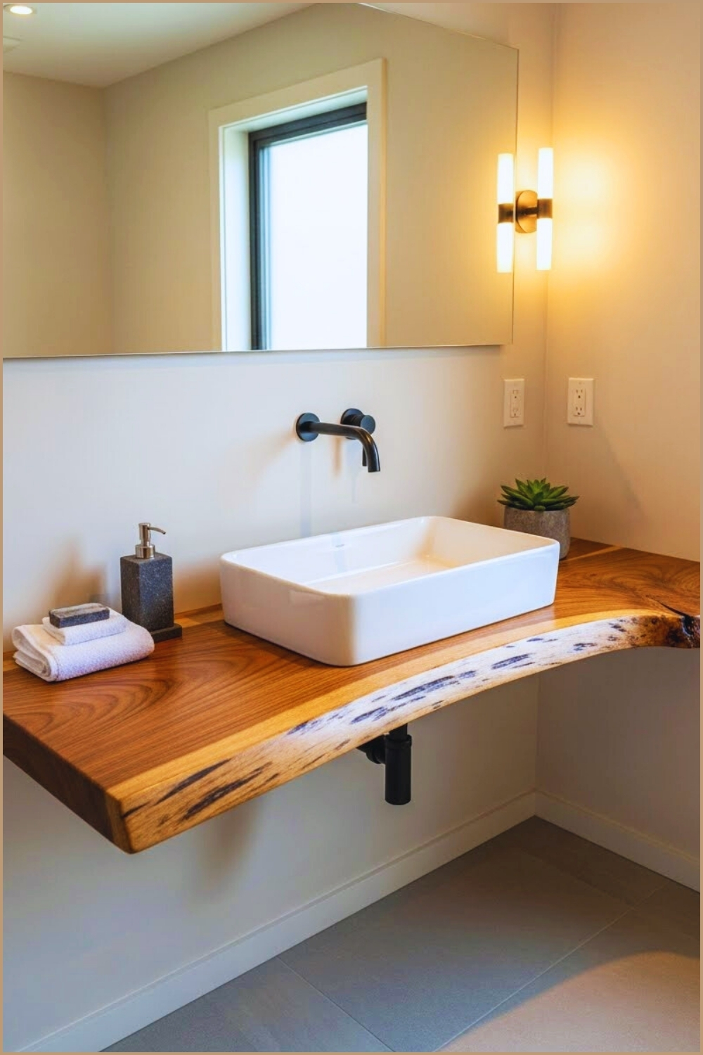 Rustic Live Edge Wood Vanity With A Modern