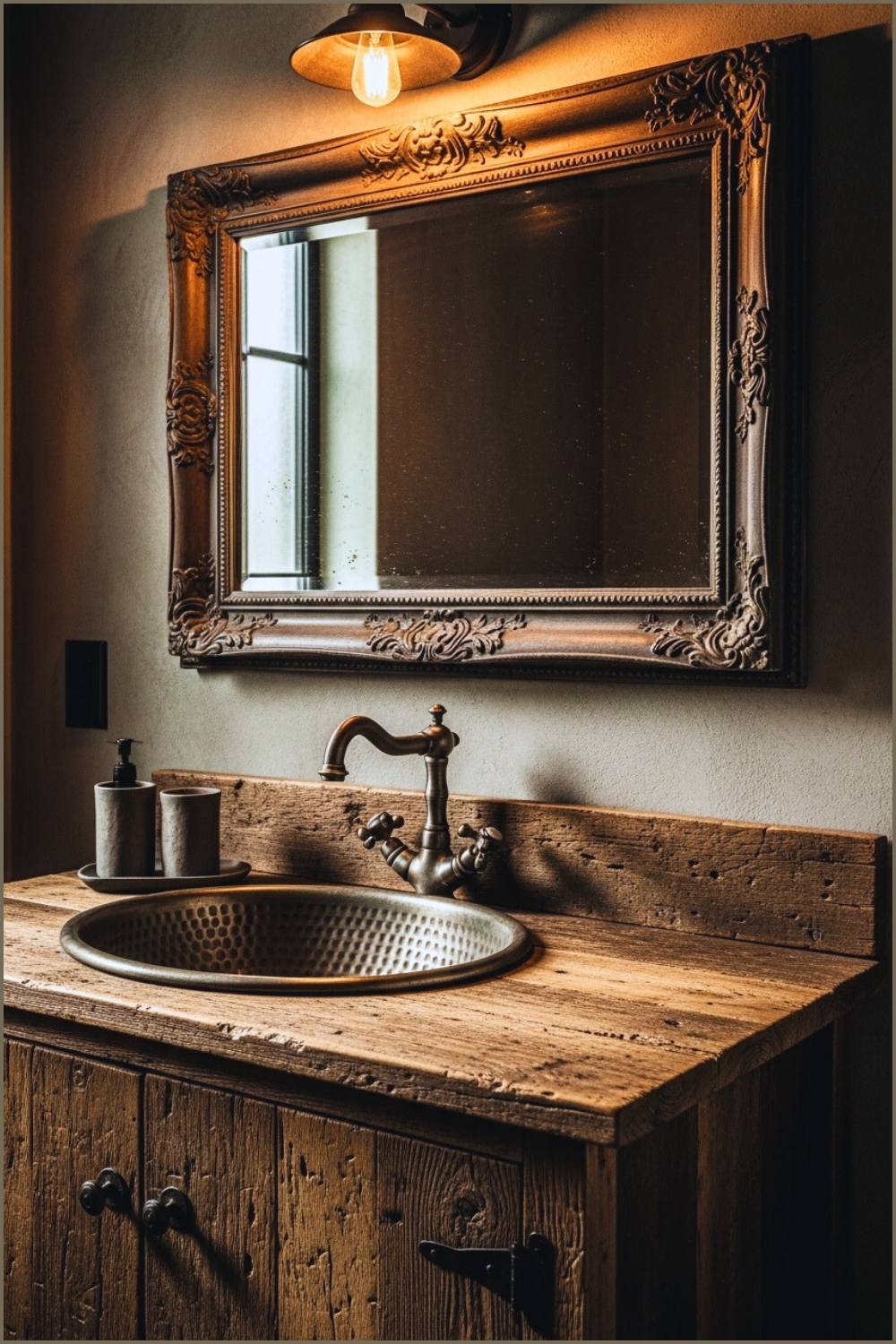 Rustic Vintage Bathroom Vanity Made Of Reclaimed Wood