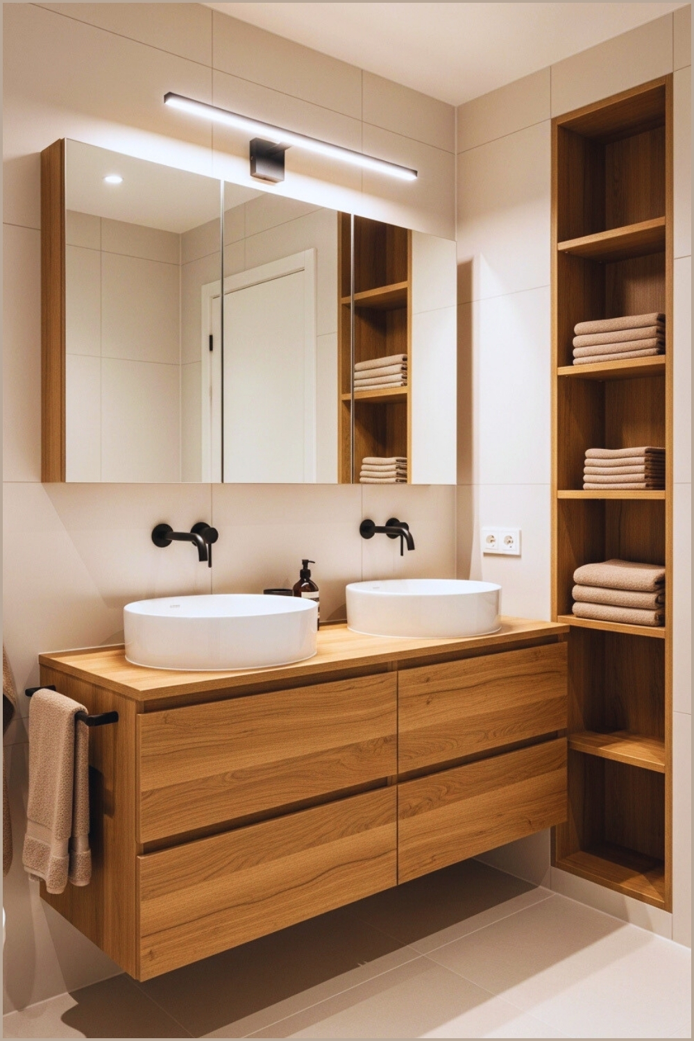 Scandinavian Modern Bathroom With Natural Wood