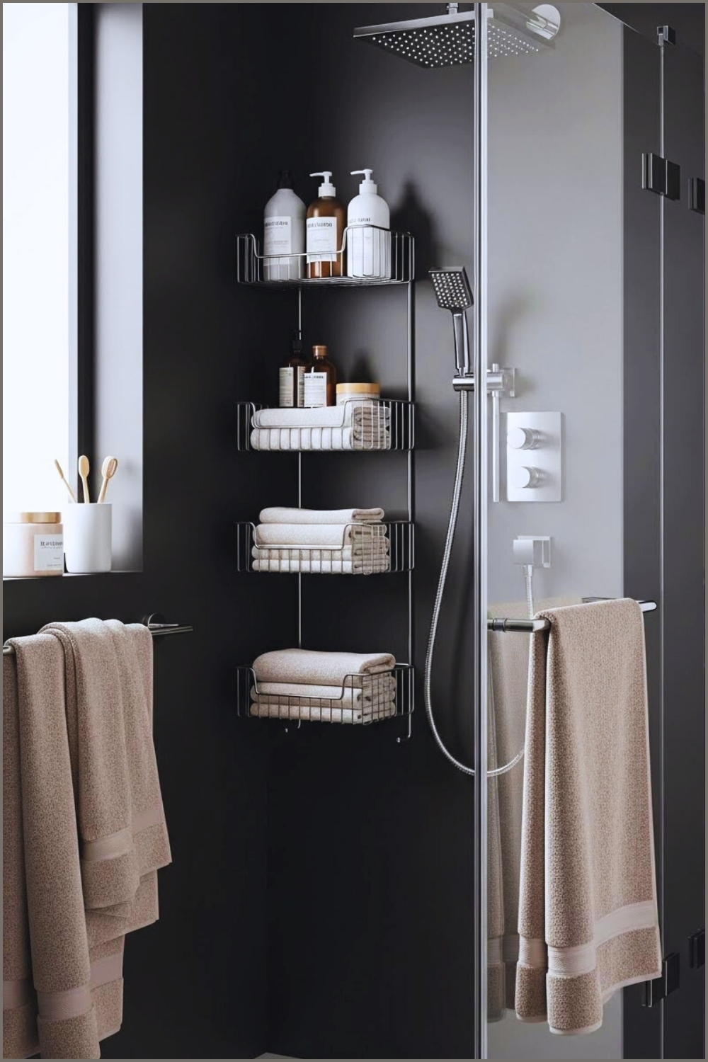 Sleek Black Shower Design Showcases How Functional