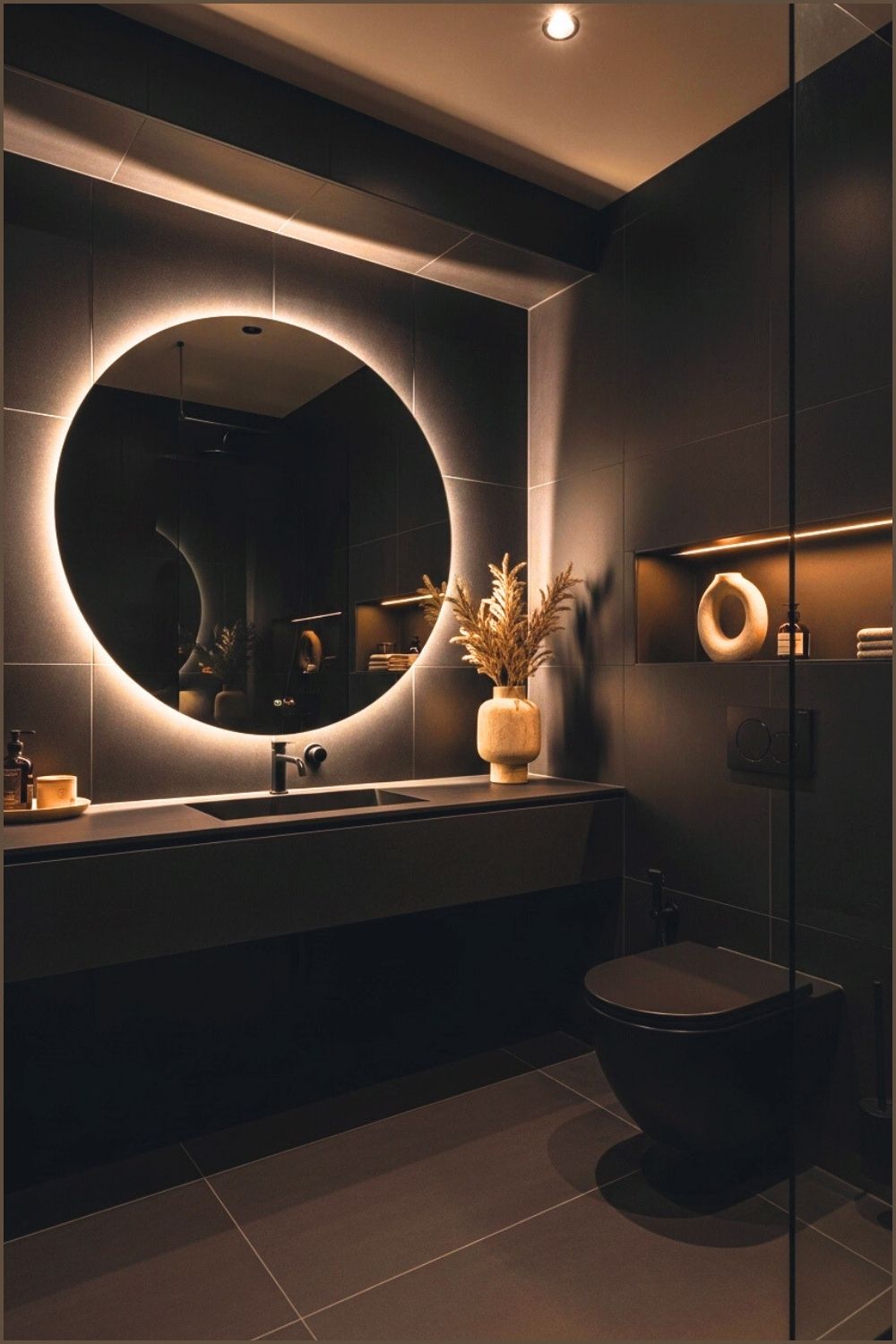 Sleek Modern Minimalist Bathroom Interior Matte Black