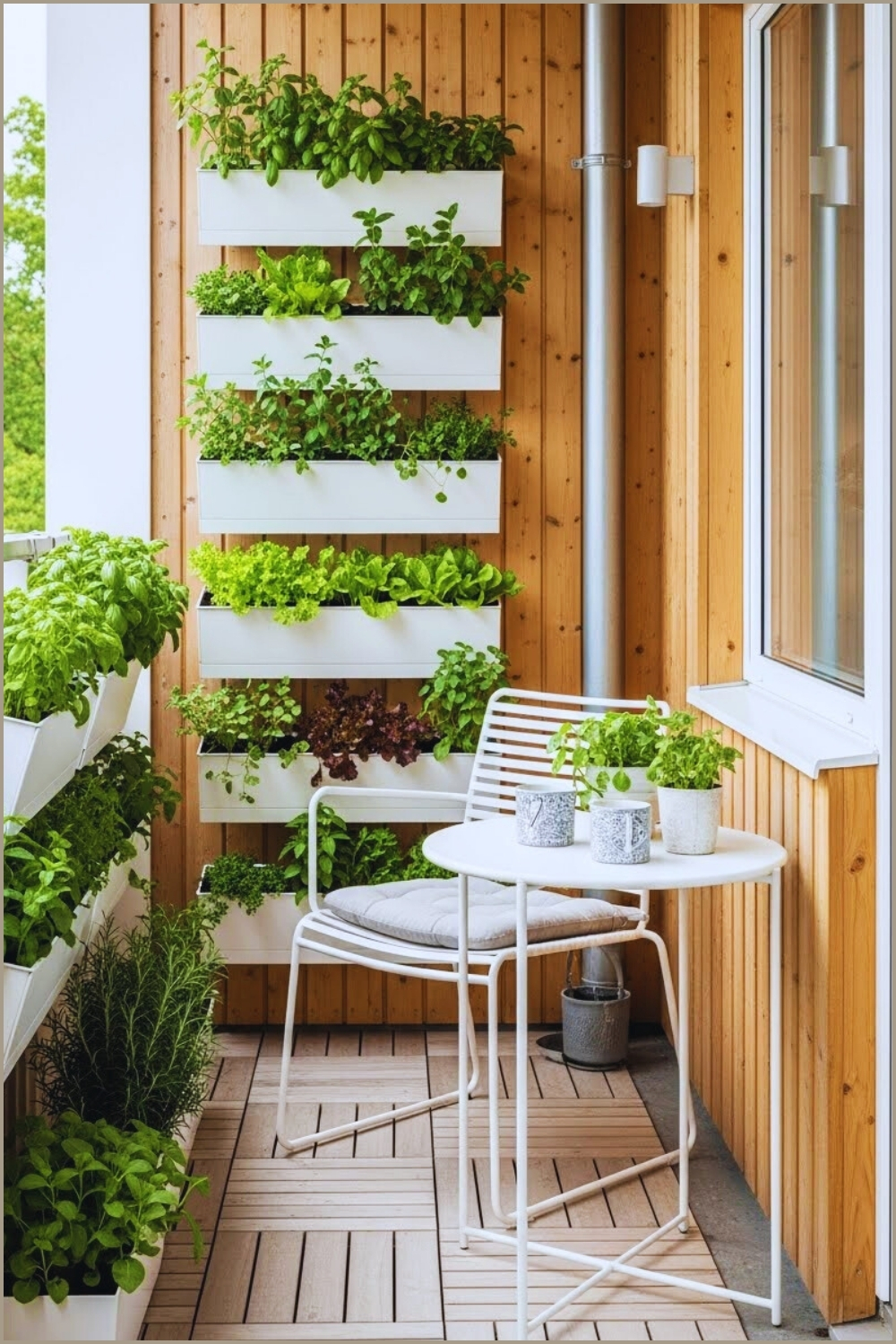 Small Apartment Balcony Herb Garden With Tiered