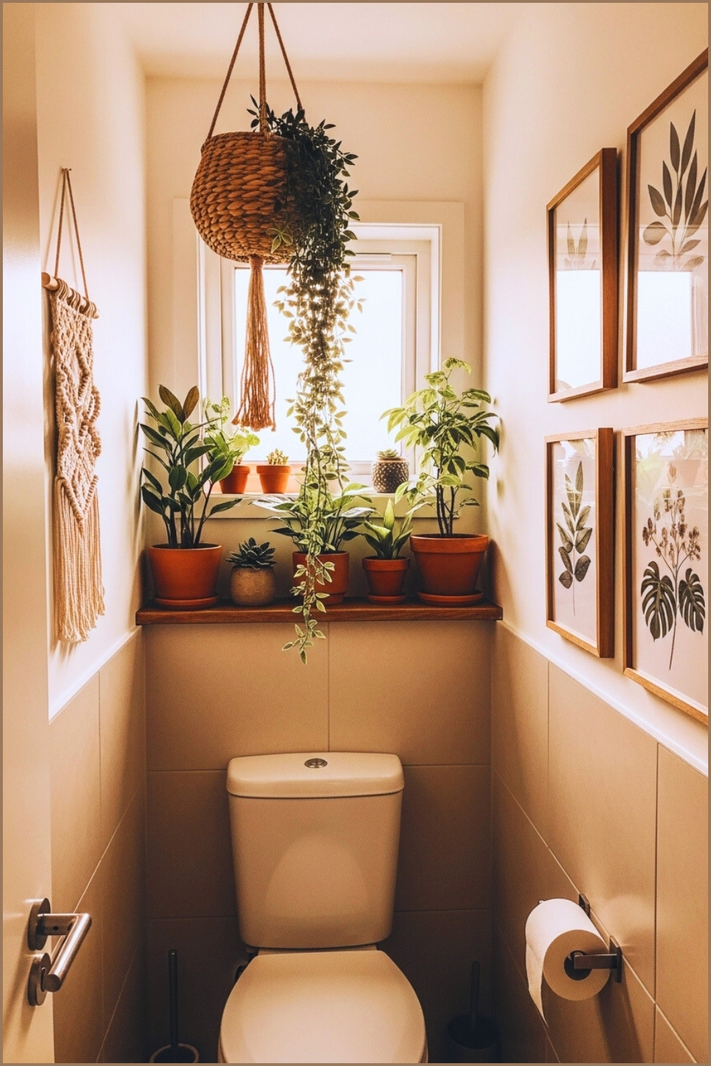 Small Boho Bathroom Styled With Lush Indoor Plants