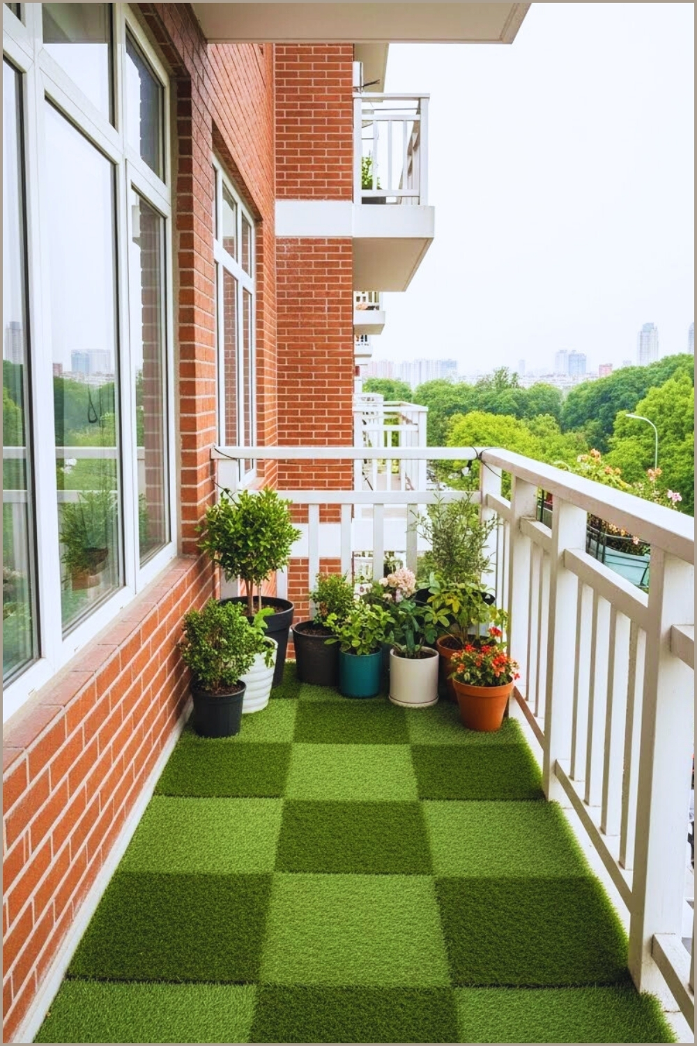 Small Modern Apartment Balcony With White Wooden