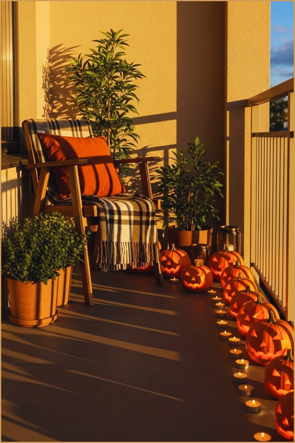 Small Modern Balcony Decorated For Halloween