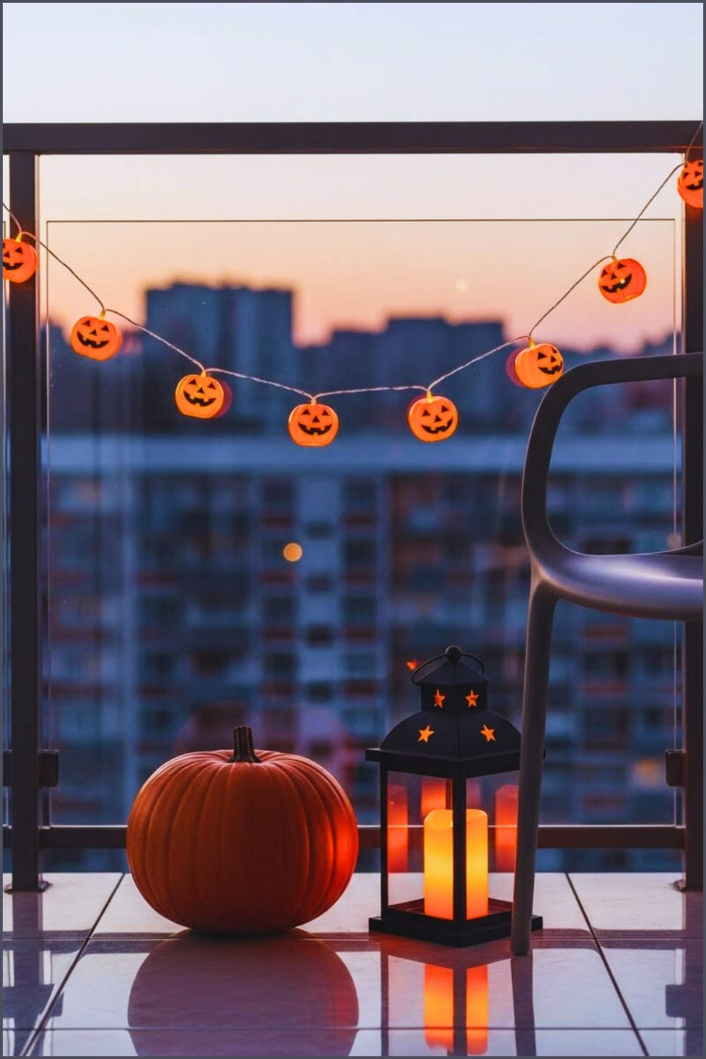 Small Modern Balcony Decorated For Halloween