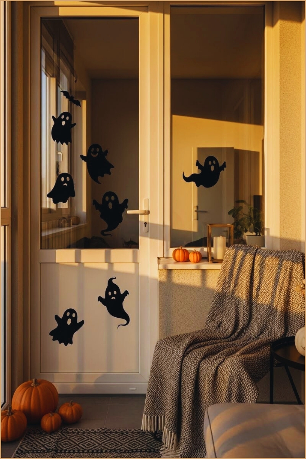 Small Modern Balcony Decorated With Halloween Spider Webs