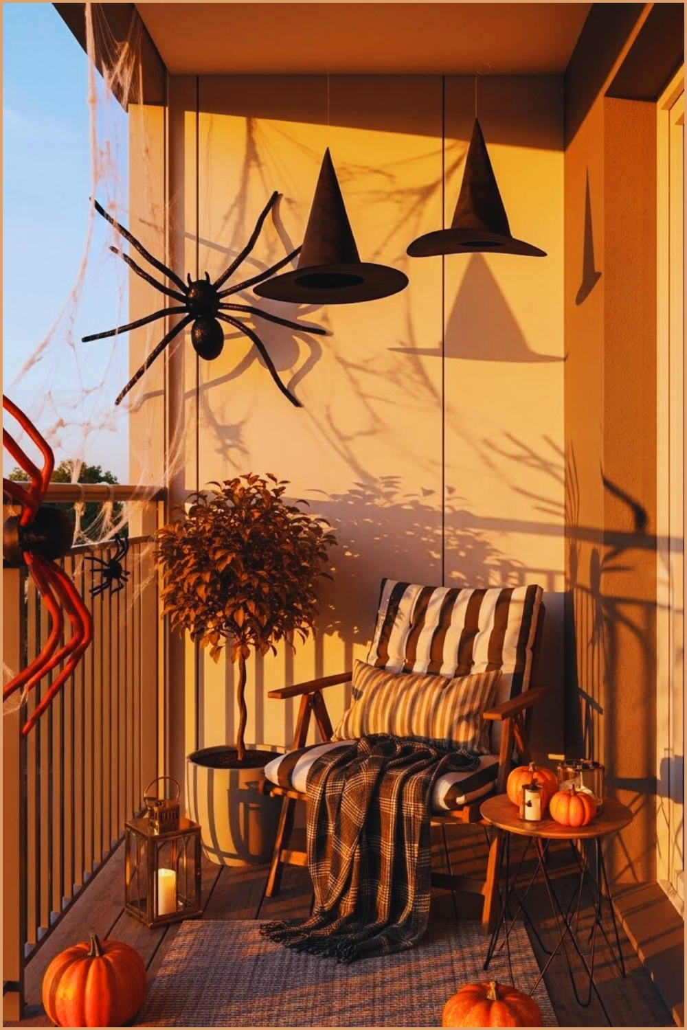 Small Modern Balcony Decorated With Halloween