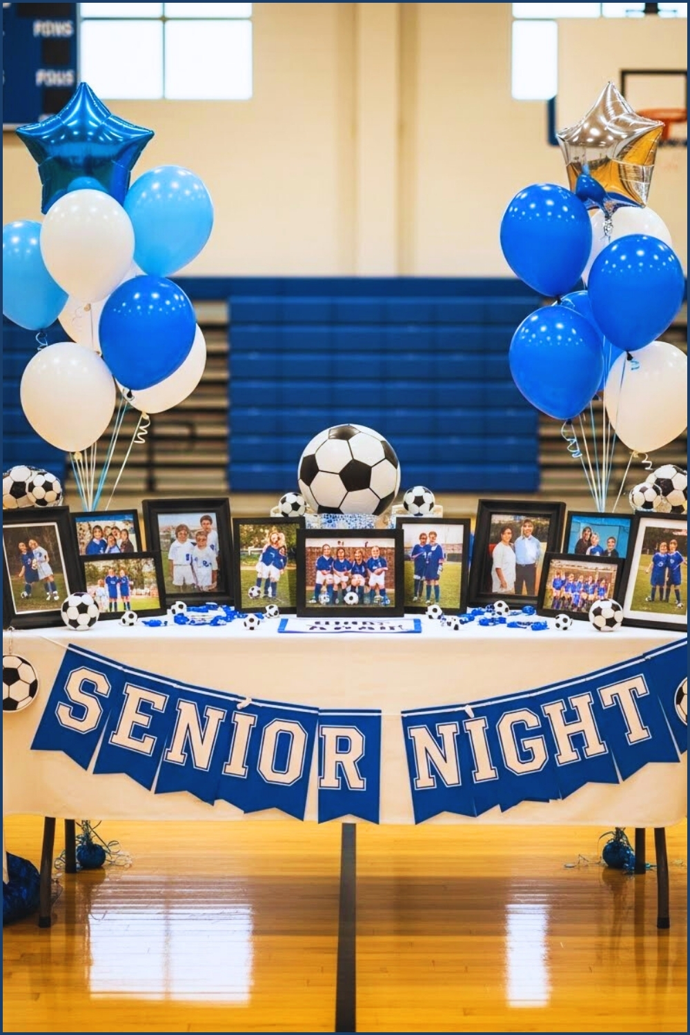 Soccer Senior Night Table Display Inside A School Gym