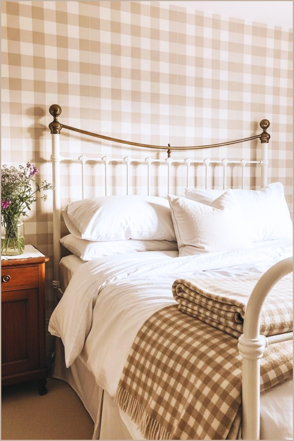 Soft Cozy Cottage Bedroom, White Iron Bed Frame
