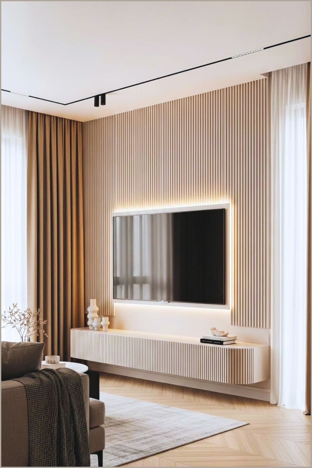 Soft Modern Luxury Living Room Interior Minimalist Tv Wall