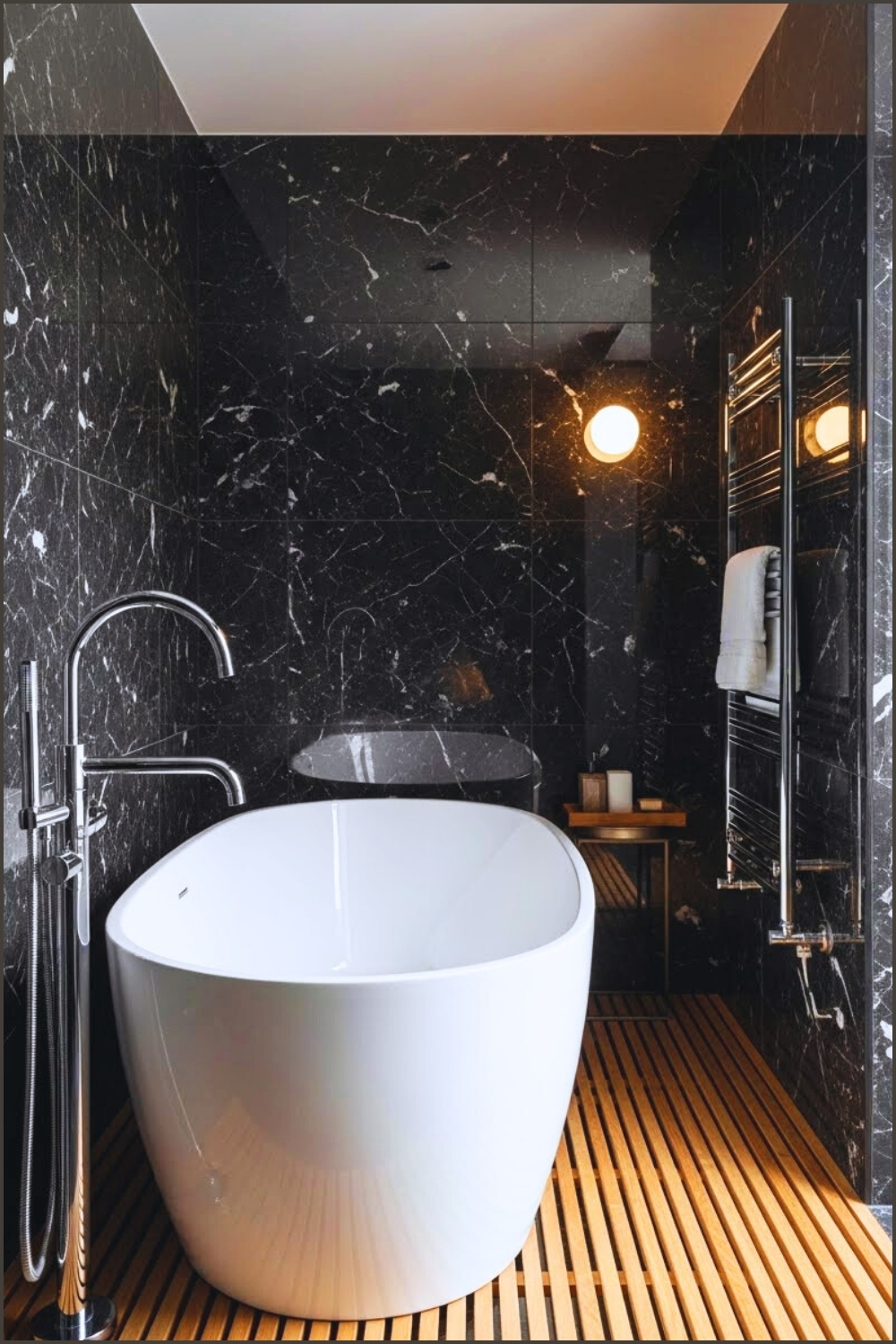 Sophisticated Modern Bathroom With Dramatic Black Marble