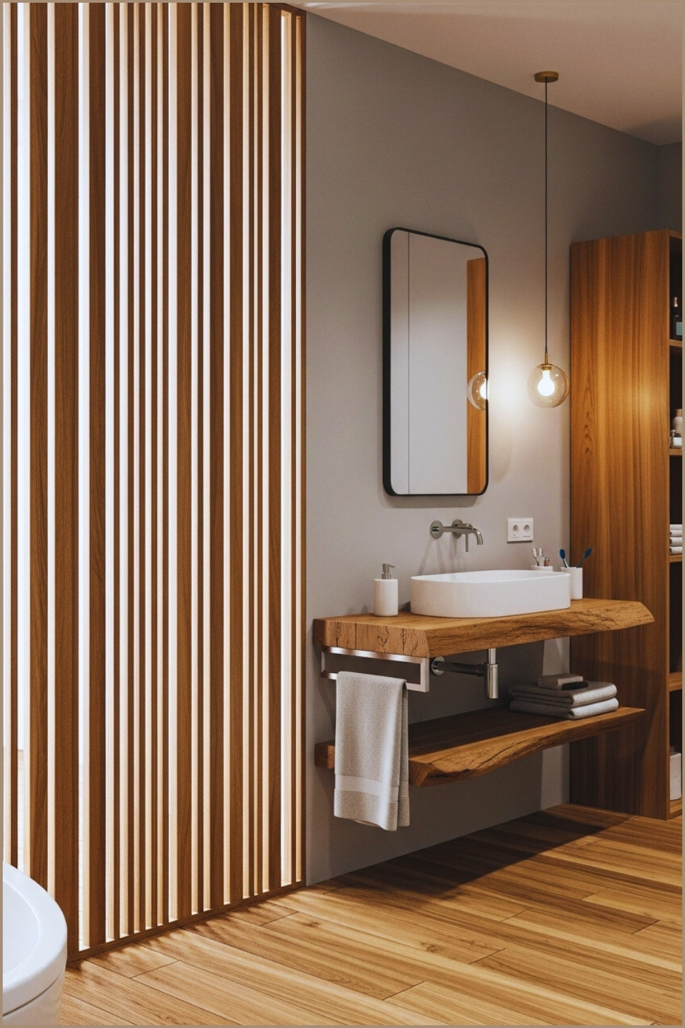 Stylish Bathroom Mixes Clean Modern Lines