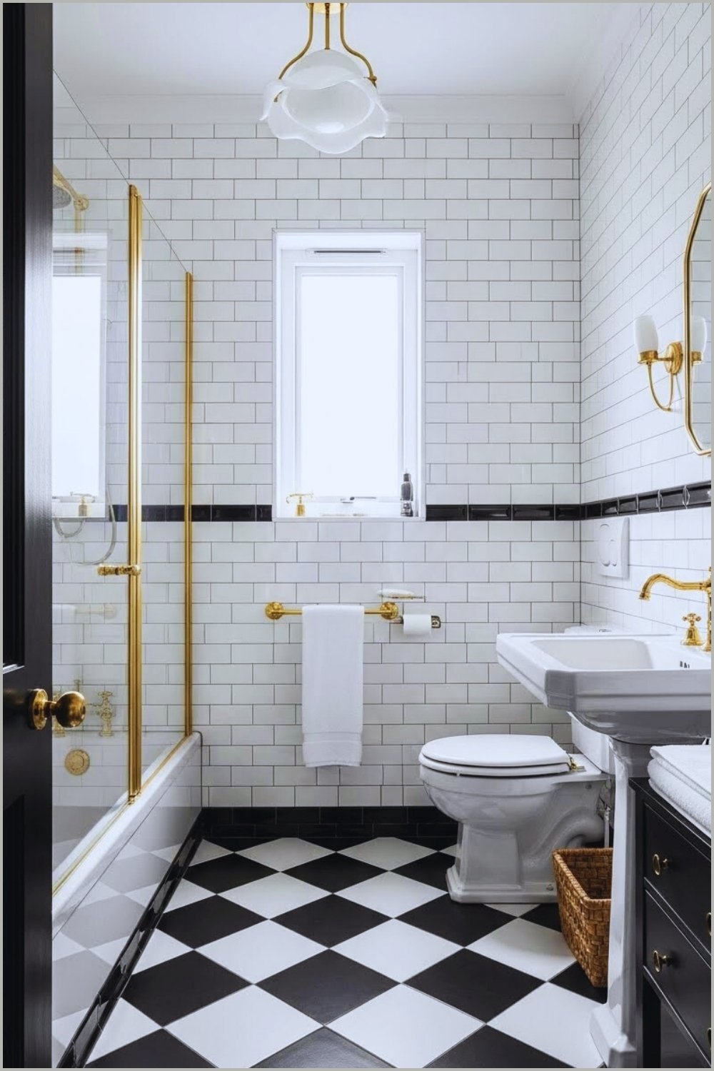 This Bold Black And White Bathroom Stands Out With Classic