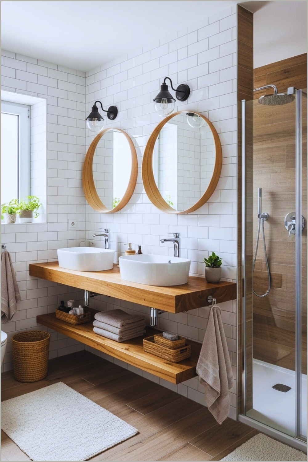 This Stylish Bathroom Blends Warm Wood Textures