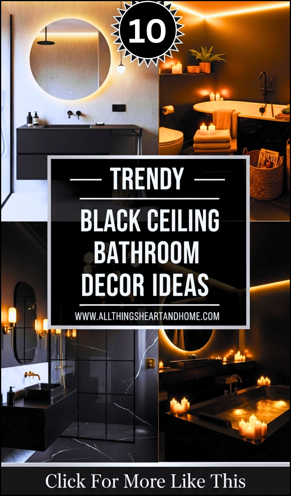 Trendy Black Ceiling Bathroom Decor Ideas.