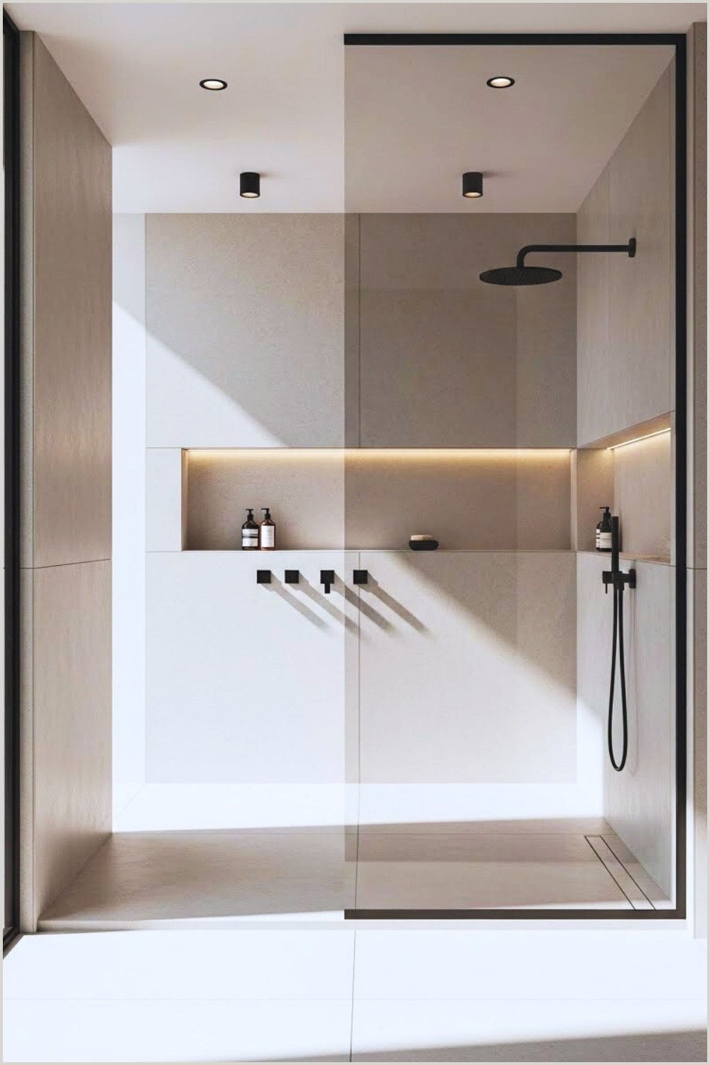 Ultra Minimalist Modern Walk In Shower With Large