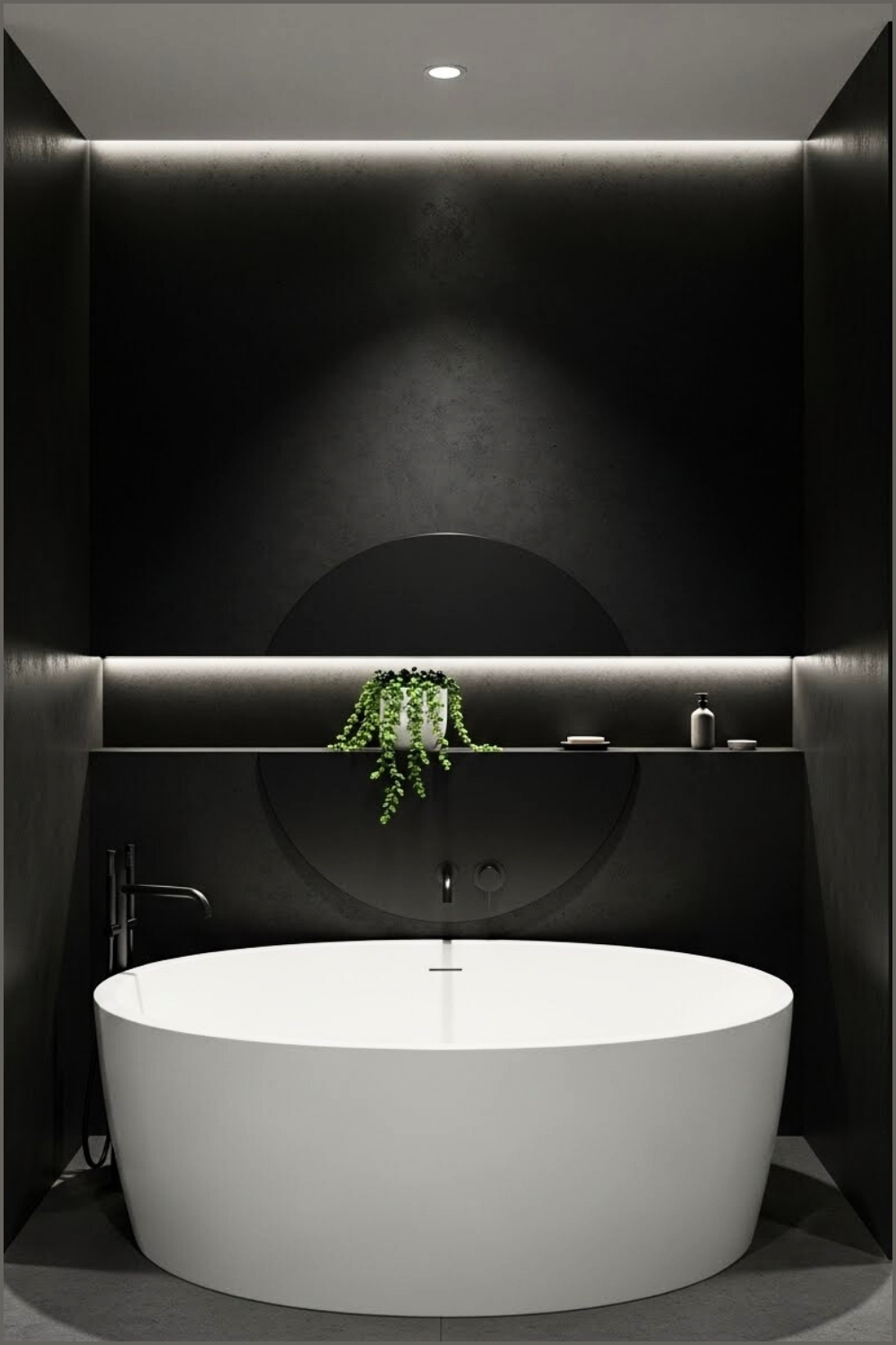 Ultra-minimal Modern Bathroom With Matte Black Walls