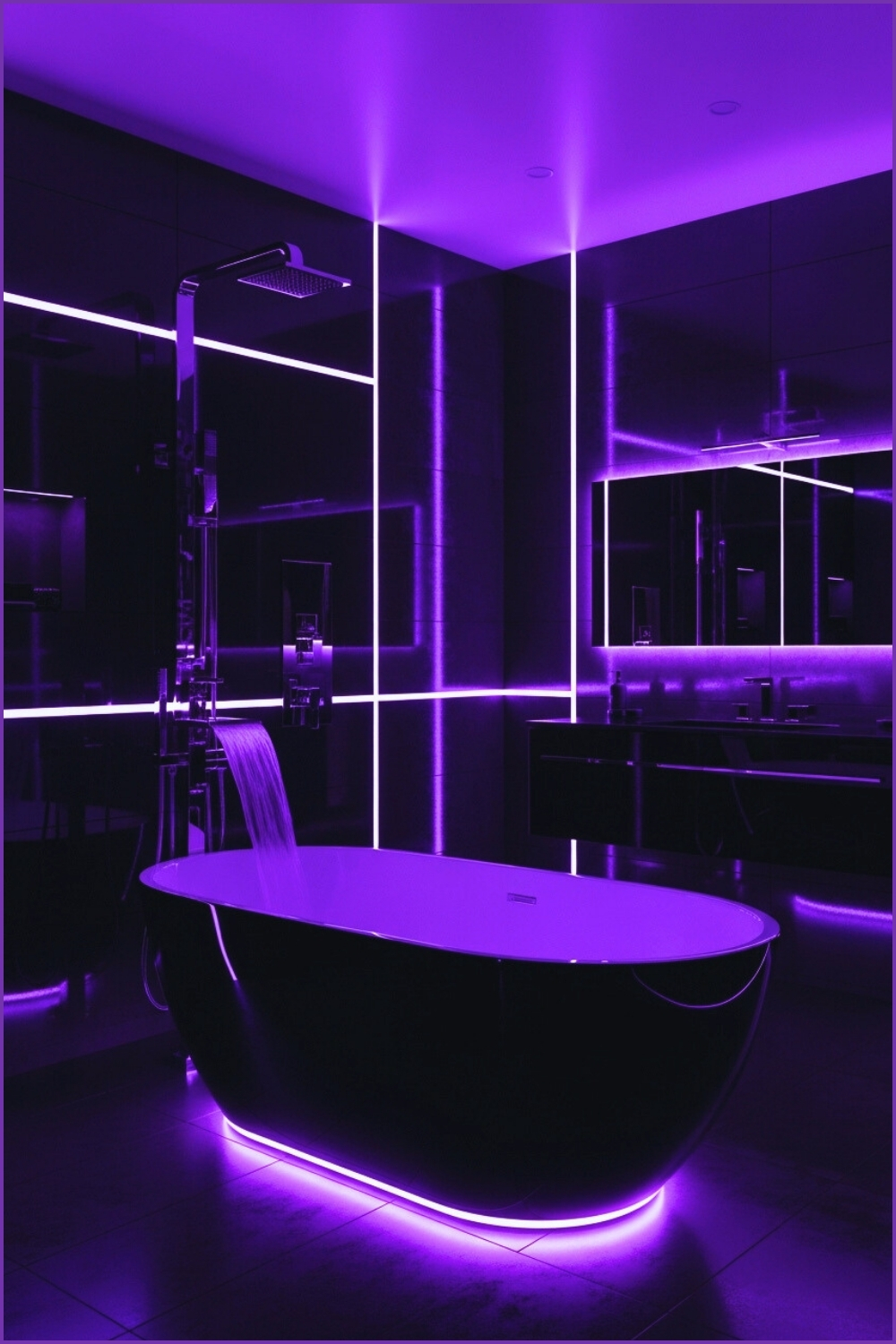 Ultra-modern Futuristic Bathroom, Glossy Black Freestanding