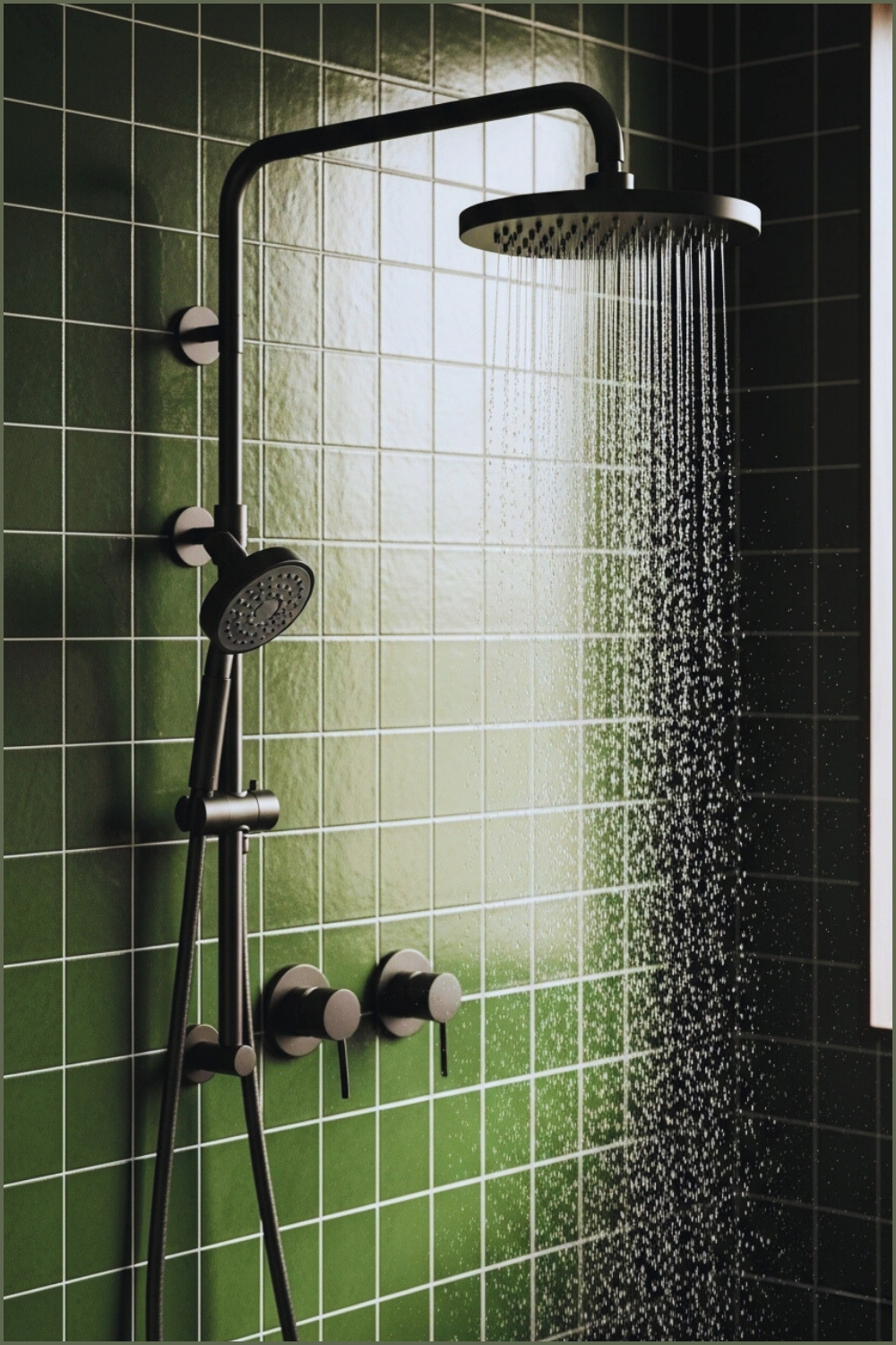 Ultra-realistic Close-up Of Matte Black Shower Fixtures