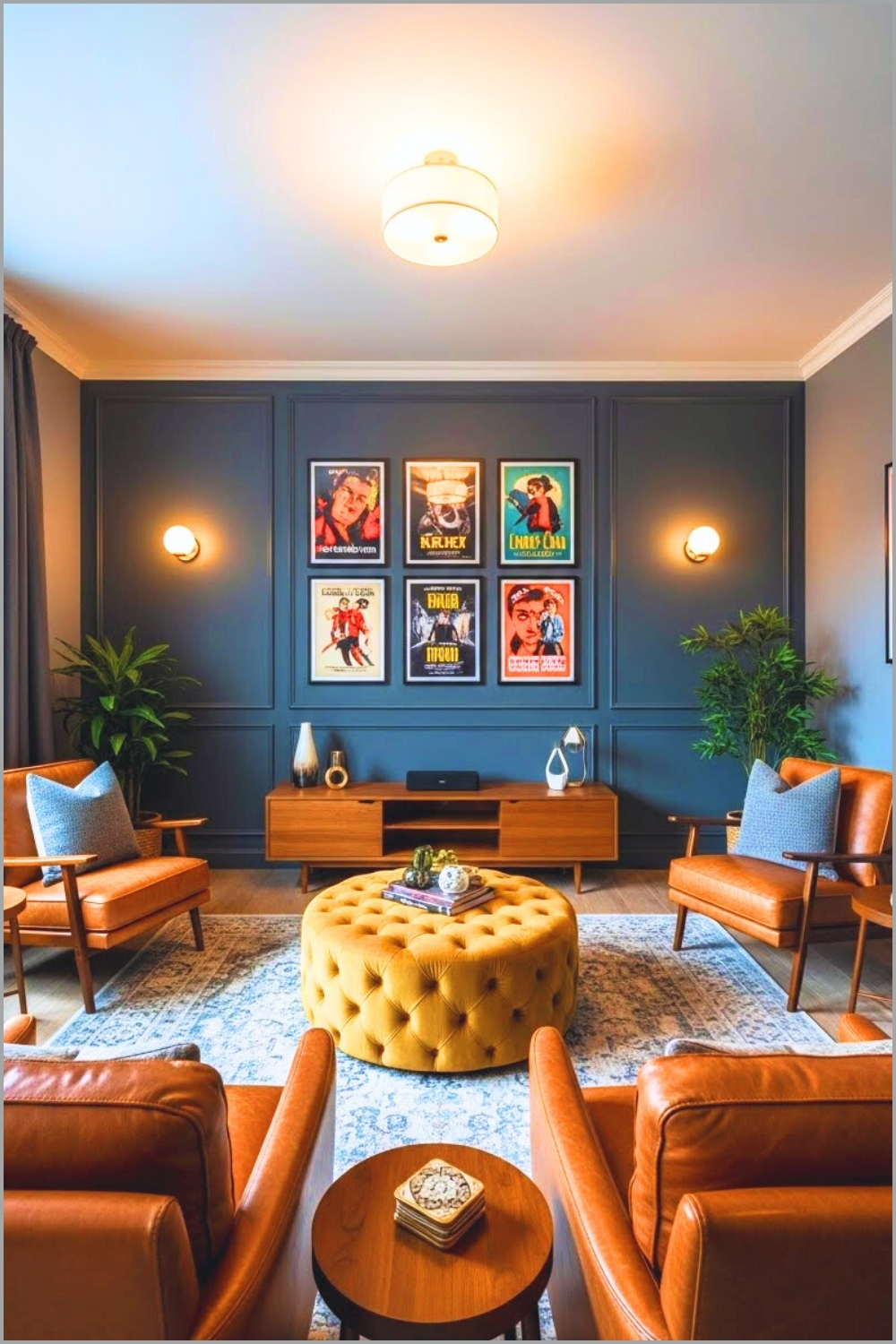 Vintage Cinema Inspired Home Theater Lounge