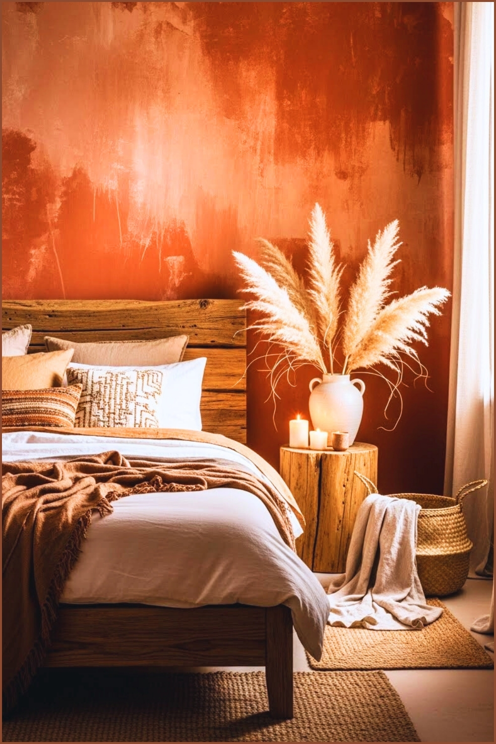 Warm Earthy Luxury Bedroom Interior Textured Terracotta