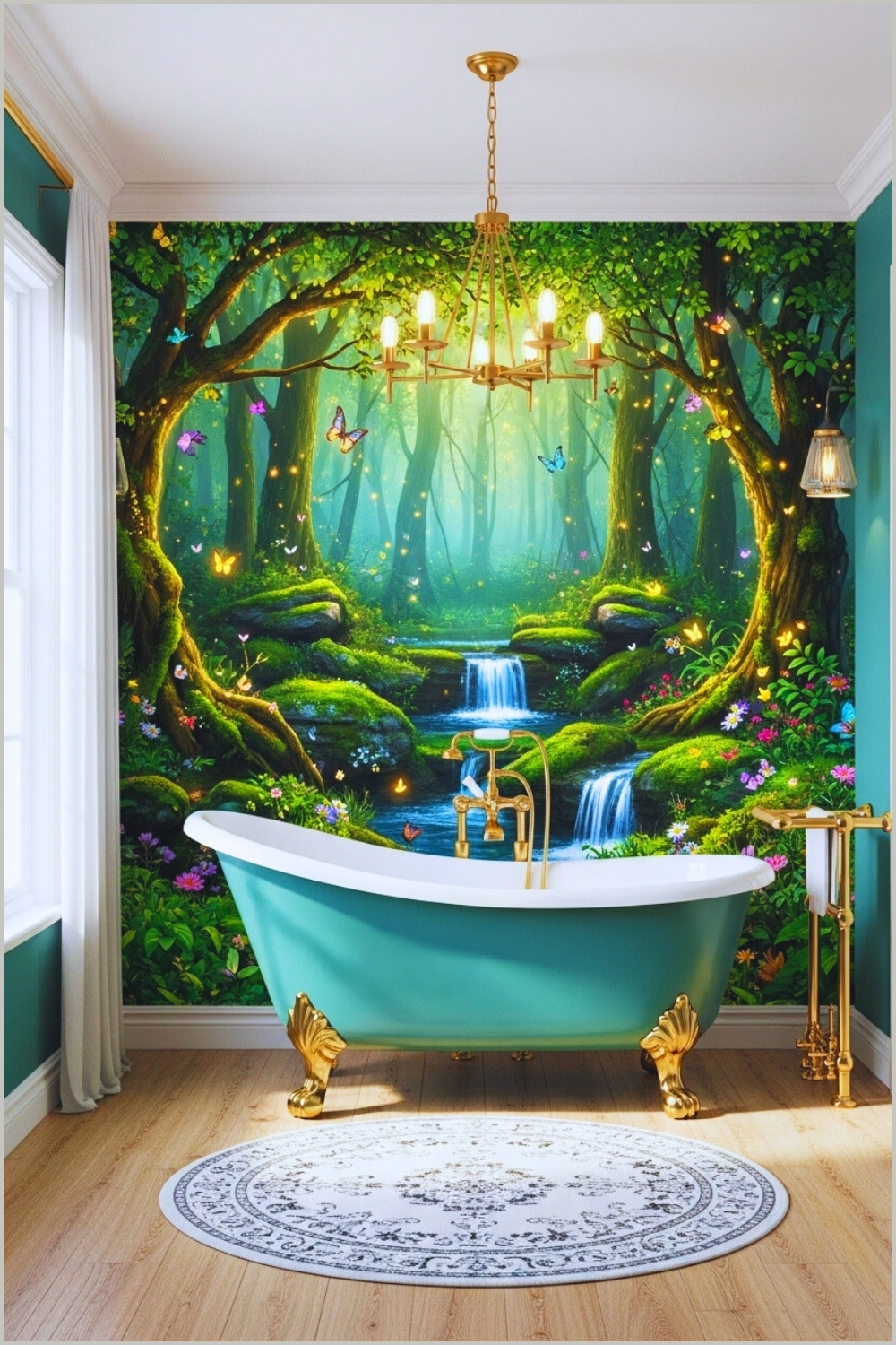 Whimsical Fantasy Themed Bathroom With Enchanted Forest