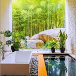 Zen Inspired Spa Bathroom With A Freestanding White Soaking