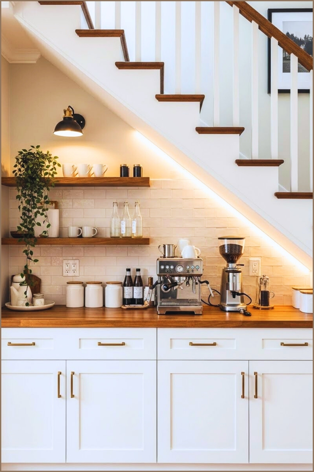 A Beautifully Designed Under Stairs Coffee Station Built