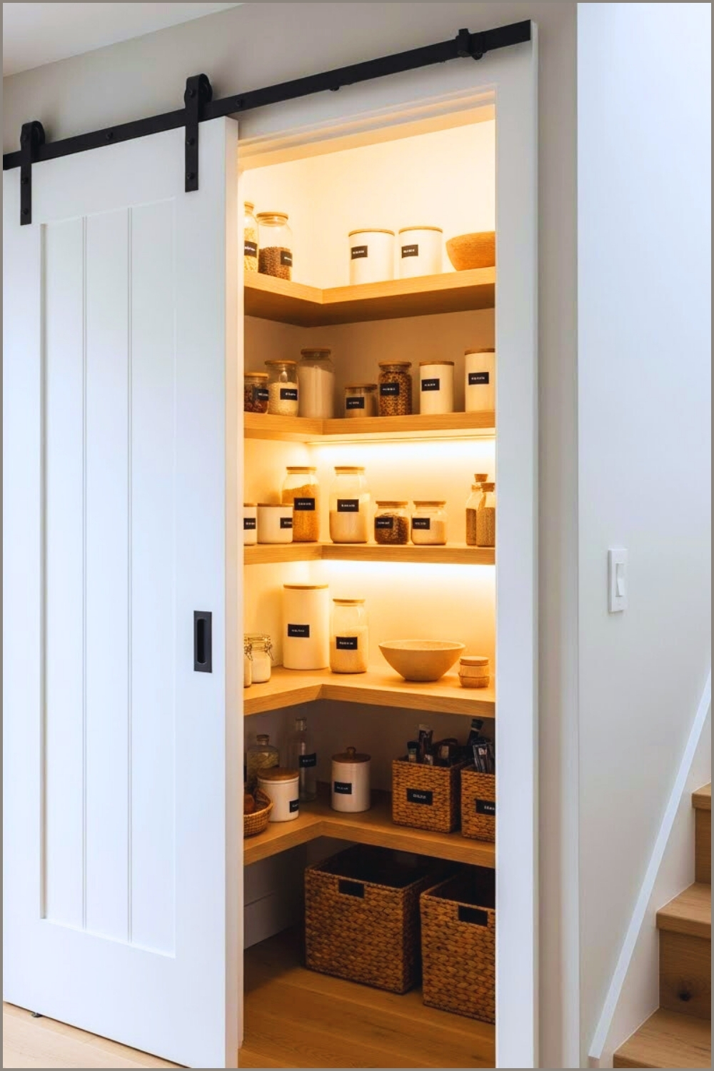 A Beautifully Organized Under Stairs Pantry With A Sliding