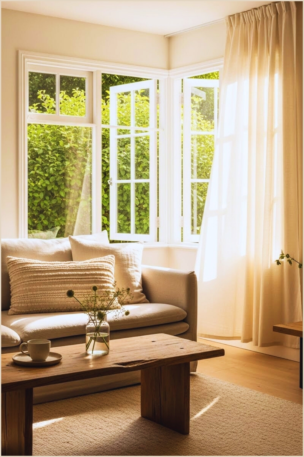 A Bright Cottagecore Living Room Bathed In Golden