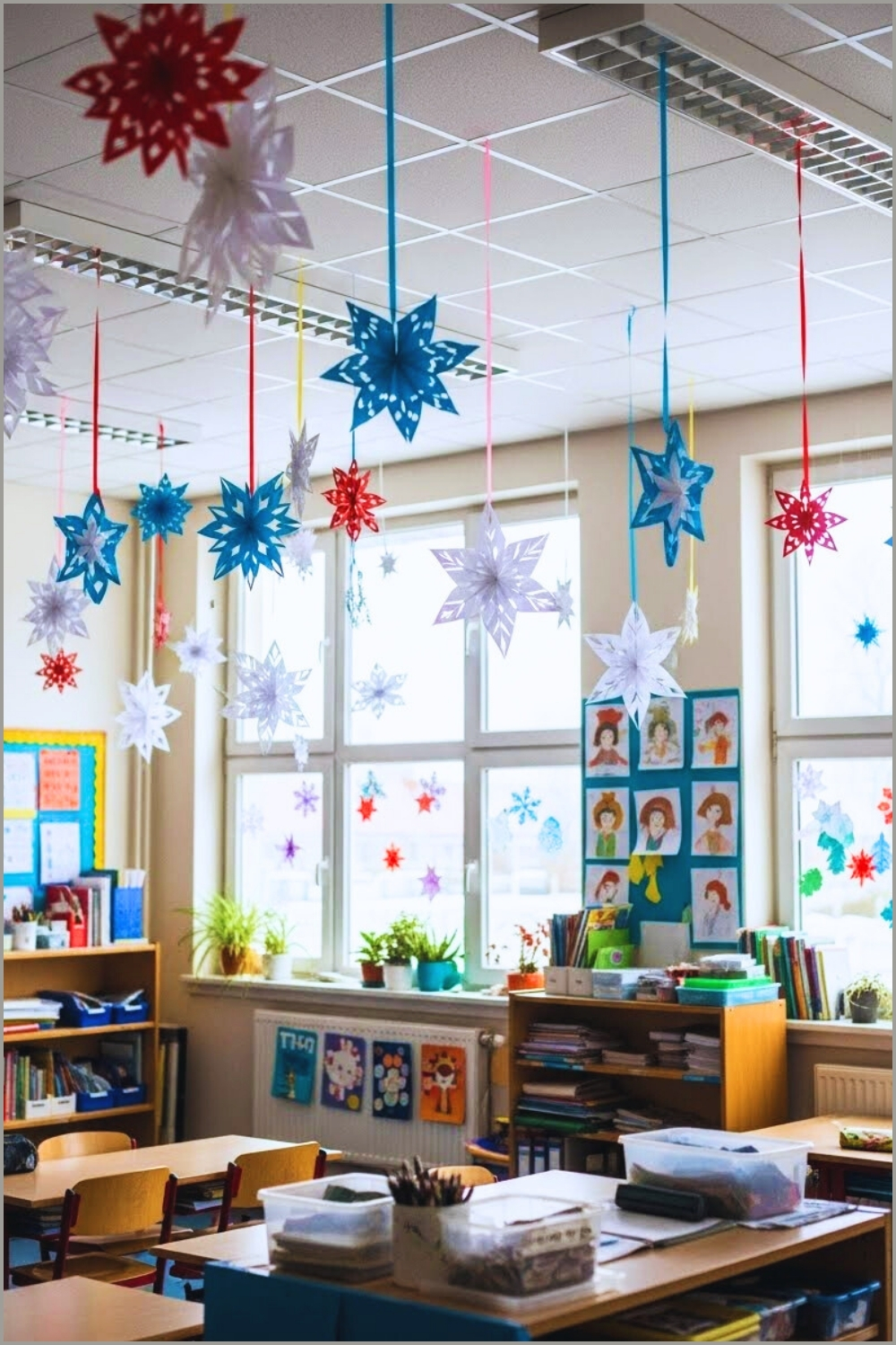A Bright Winter Themed Classroom Interior Decorated