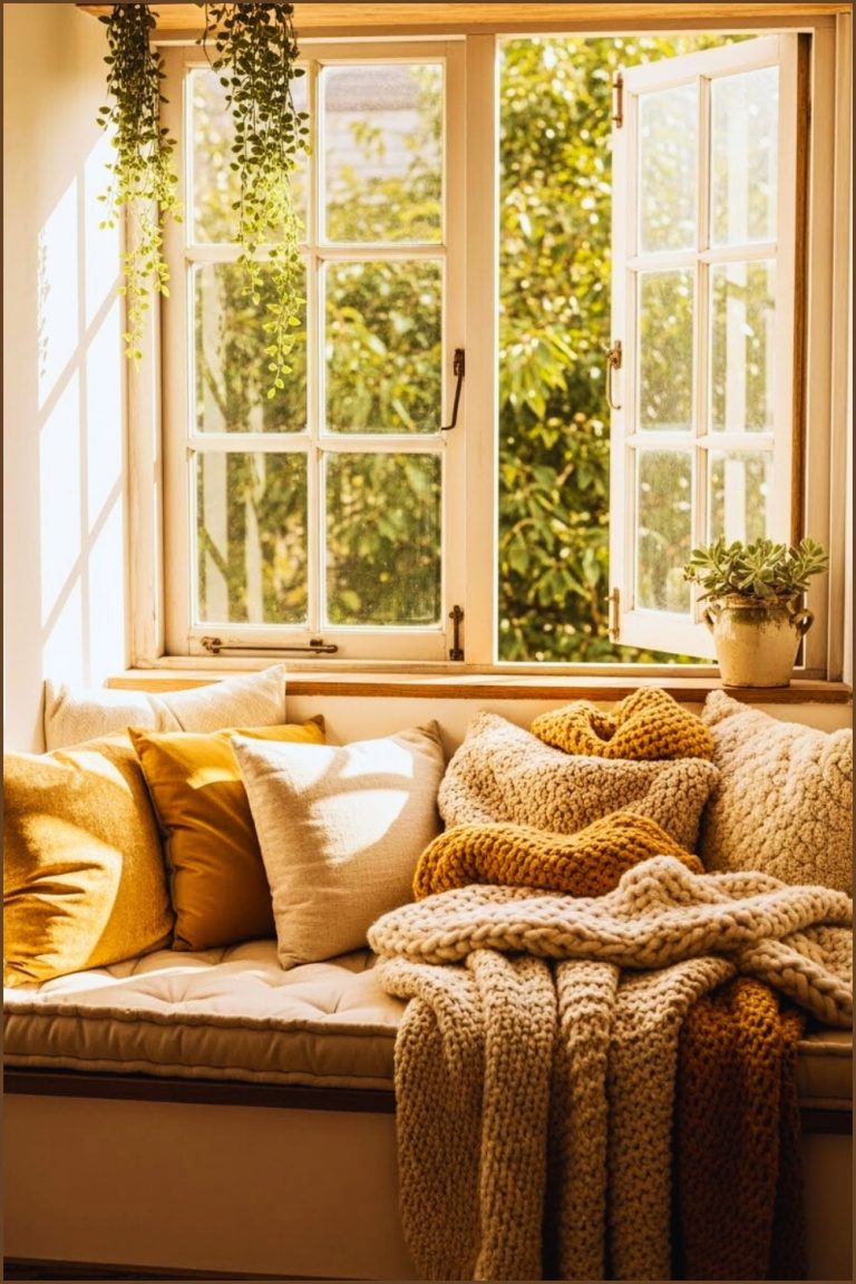A Charming Rustic Window Nook With Old Farmhouse Windows