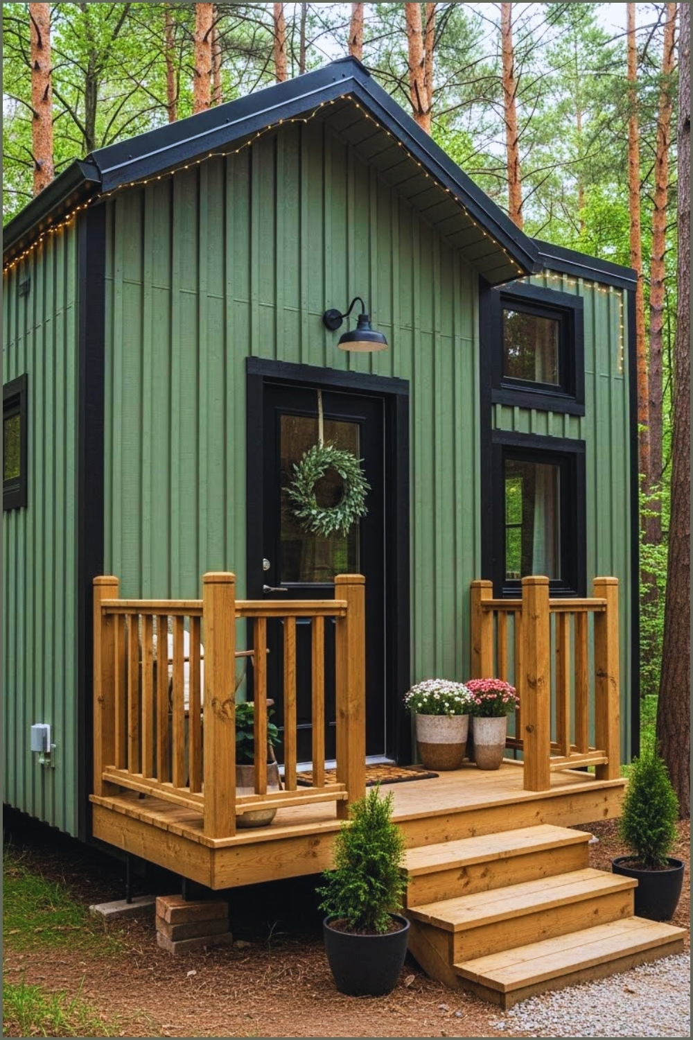 A Charming Tiny Cabin Nestled In A Lush Pine Forest