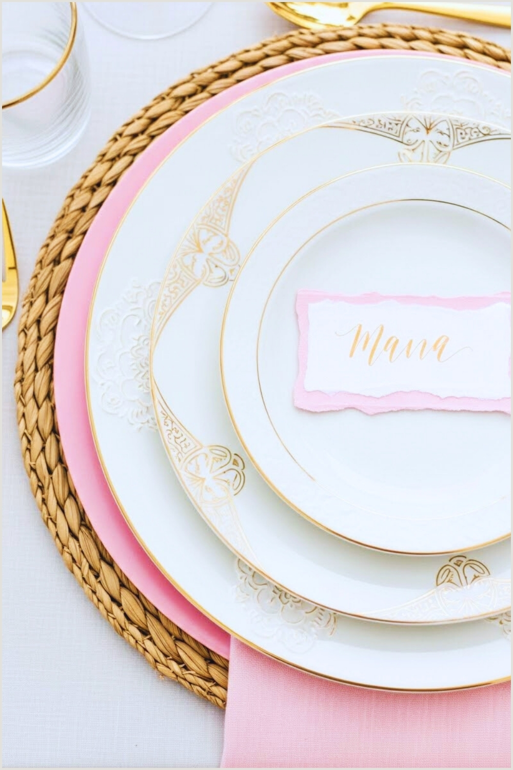 A Close Up Overhead Shot Of An Elegant Place Setting