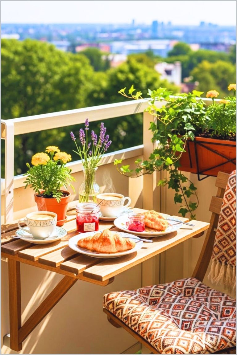 A Cozy Balcony Cafe Style Setup With A Fold Down