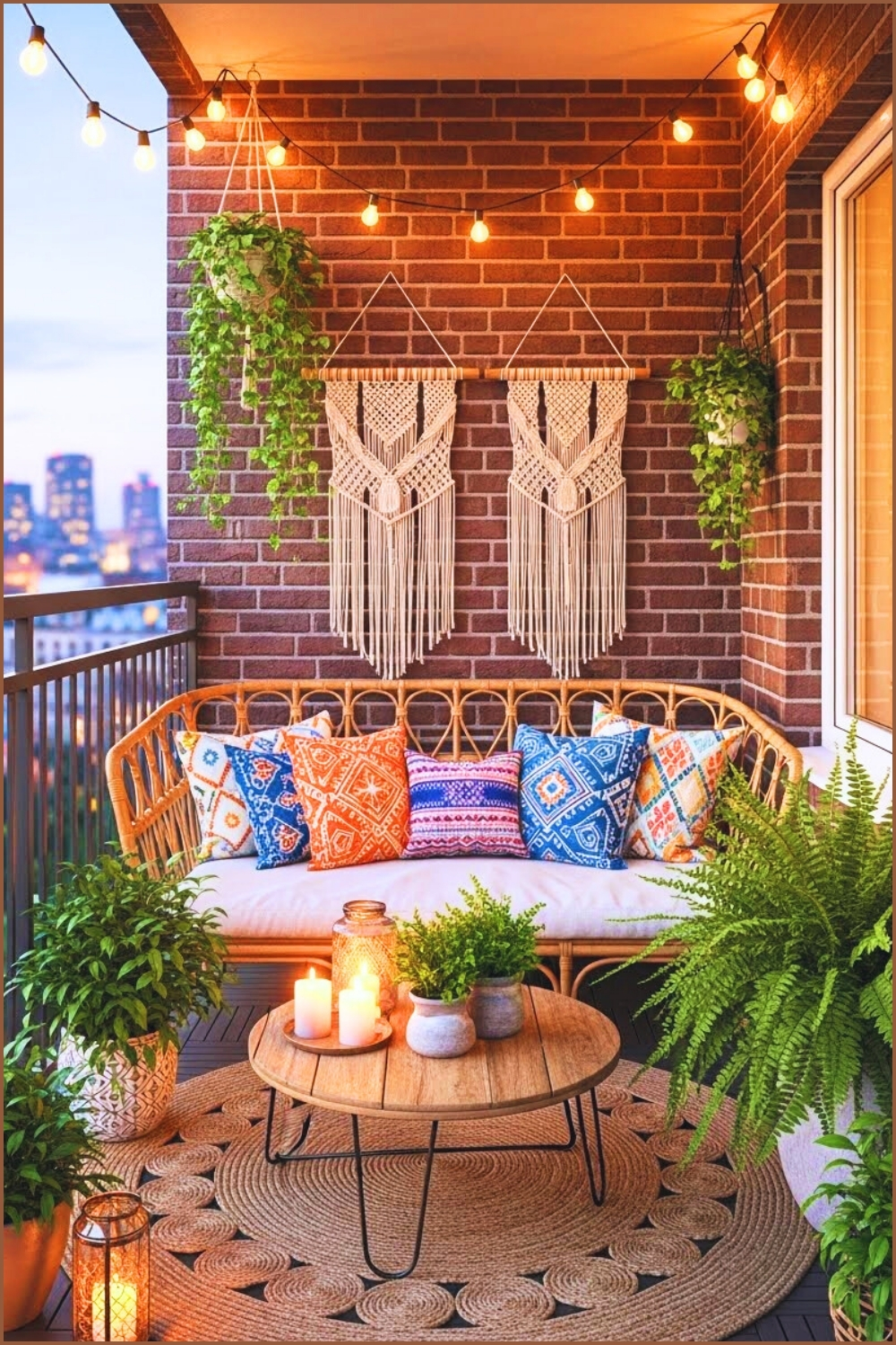 A Cozy Bohemian Balcony With Woven Rattan