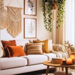 A Cozy Bohemian Living Room With A Soft Cream Upholstered