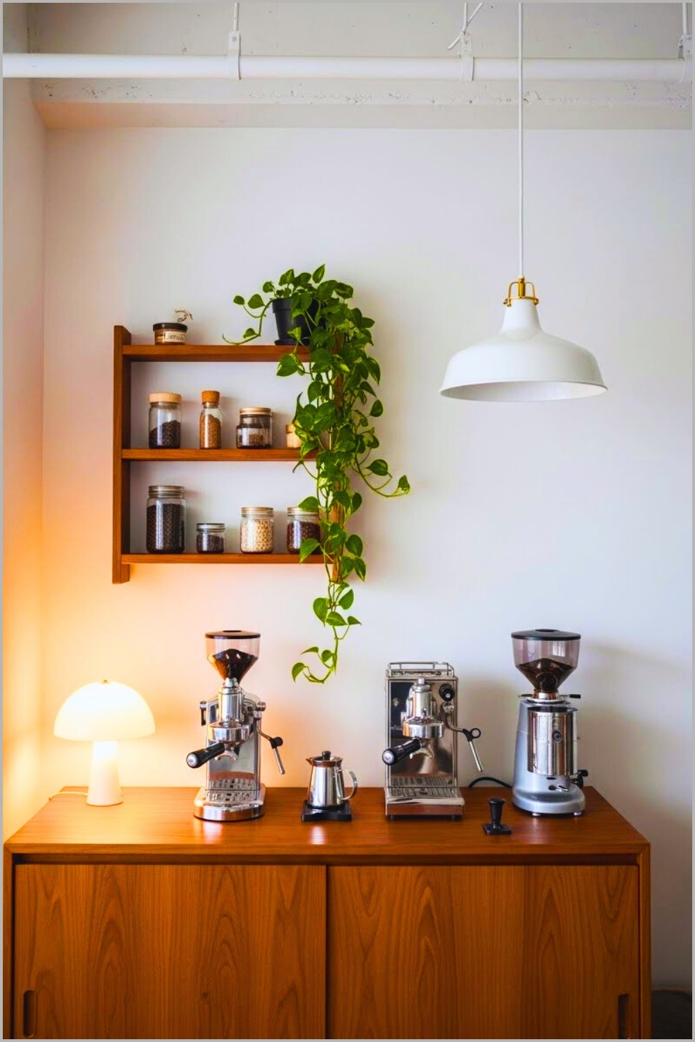 A Cozy Minimalist Home Coffee Bar Setup In A Modern Loft