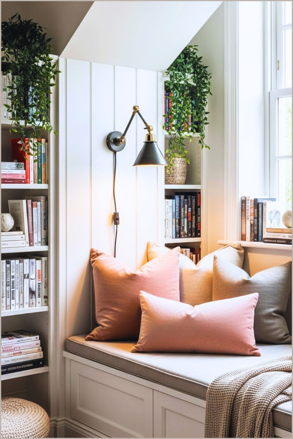 A Cozy Under Stairs Reading Nook With A Built In Window