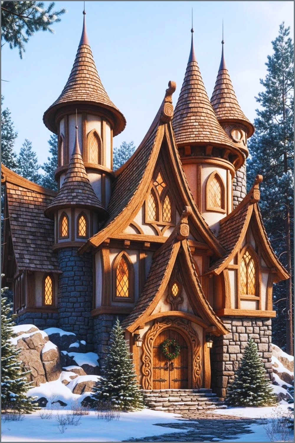A Magical Fairytale Cottage Hidden In A Snowy Pine Forest