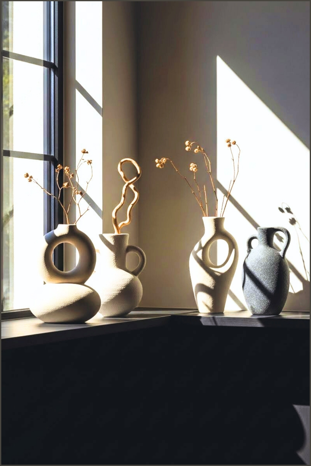 A Minimalist Interior Still Life Featuring Sculptural Ceramic
